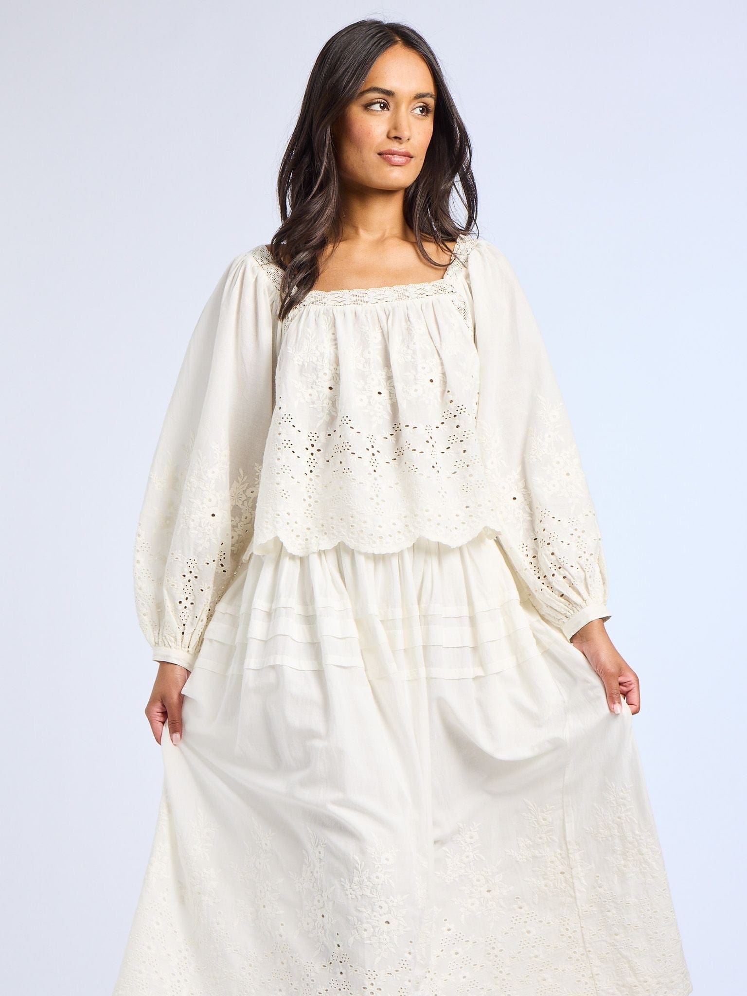 MILLE Clothing Leonie Skirt in White Eyelet