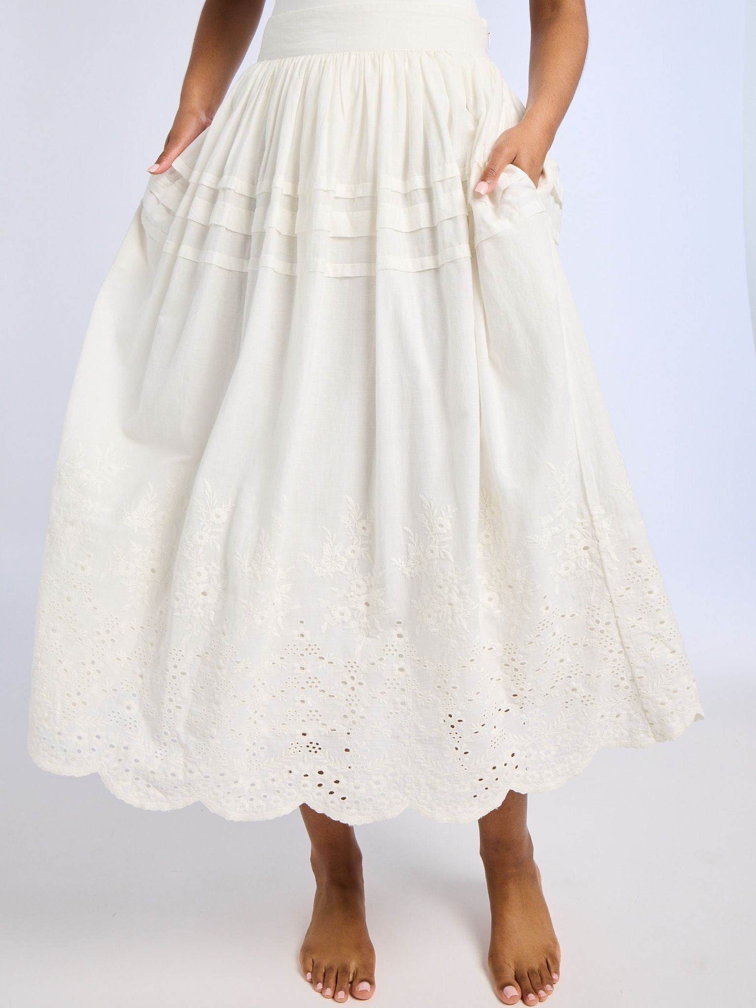 MILLE Clothing Leonie Skirt in White Eyelet