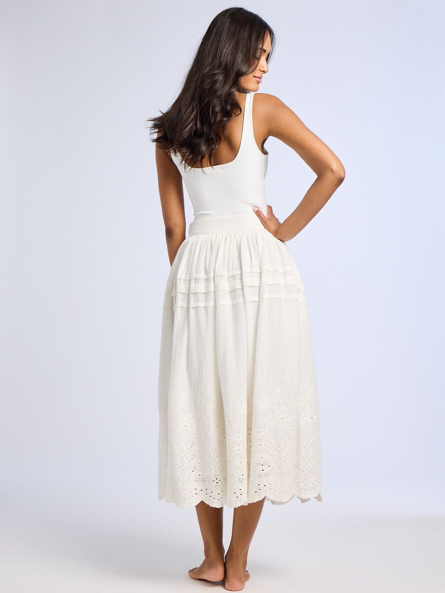 MILLE Clothing Leonie Skirt in White Eyelet