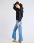 MILLE Lila Top in Black – cotton poplin fabric detail