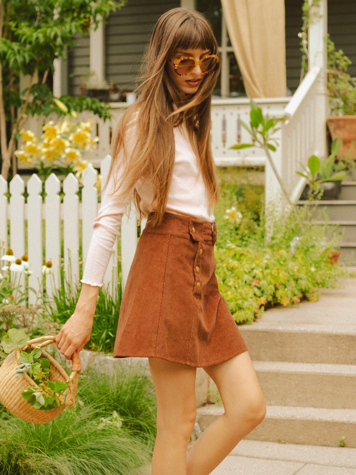 Lorelei Skirt in Coffee Cord
