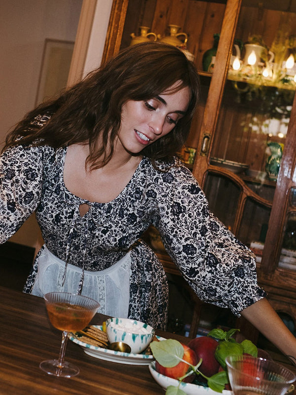 Magda Dress in Indigo Floral — view 1