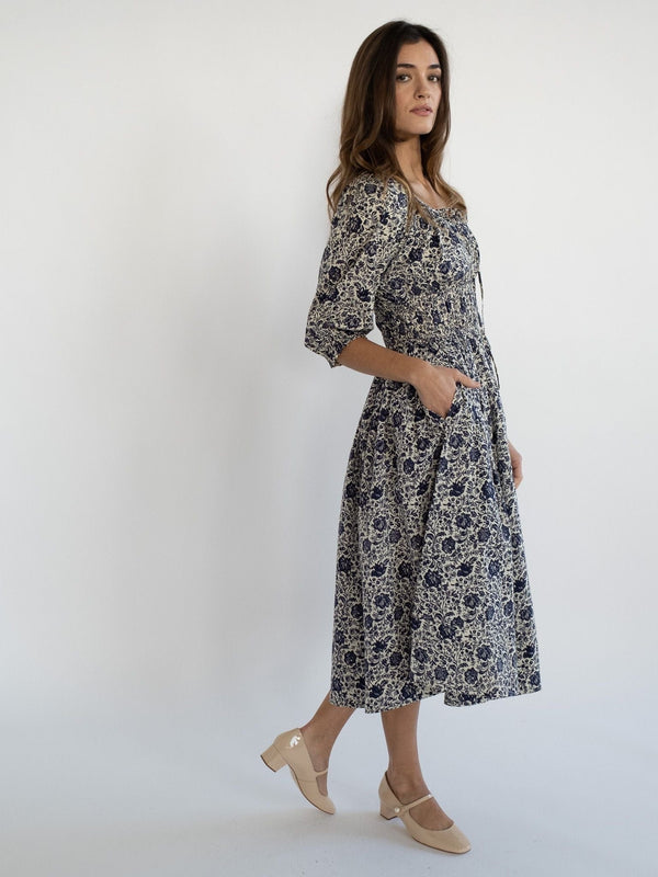 Magda Dress in Indigo Floral — view 10
