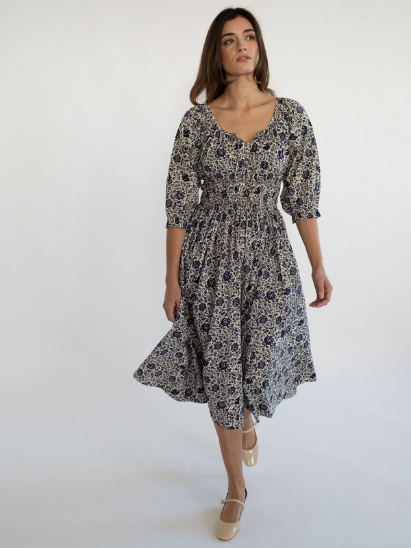 Magda Dress in Indigo Floral — view 18