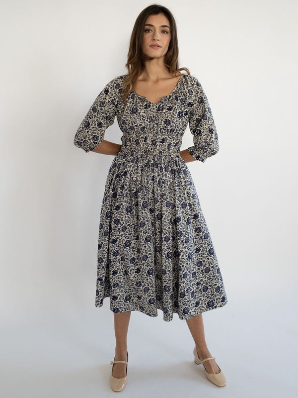 Magda Dress in Indigo Floral — view 13