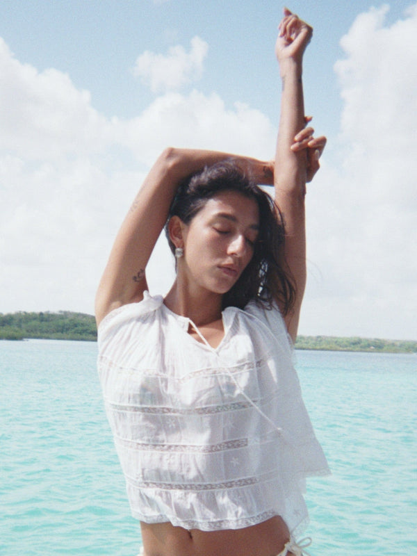 Maria Top in White Lace & Embroidery — view 12