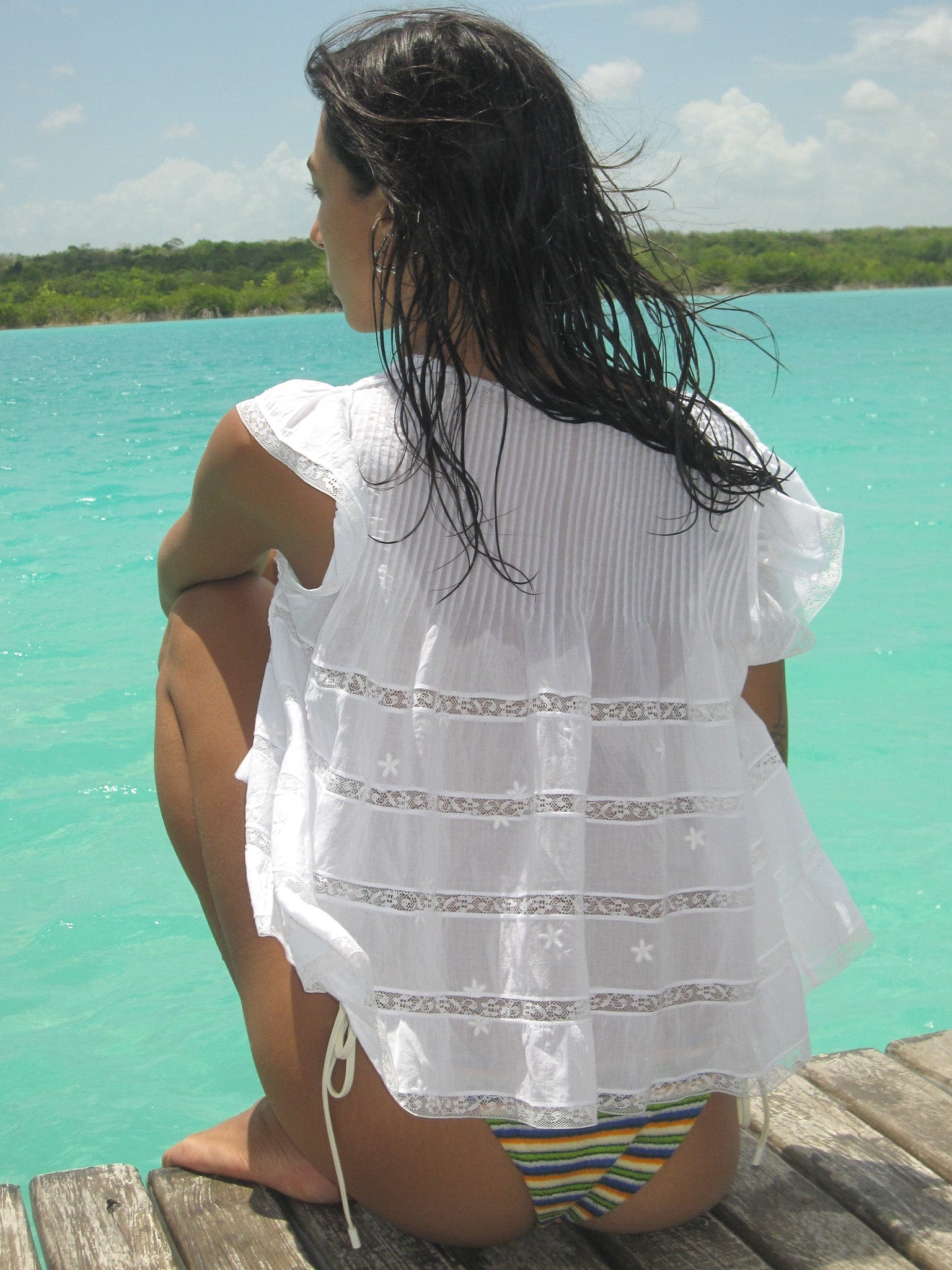 MILLE Clothing Maria Top in White Lace & Embroidery