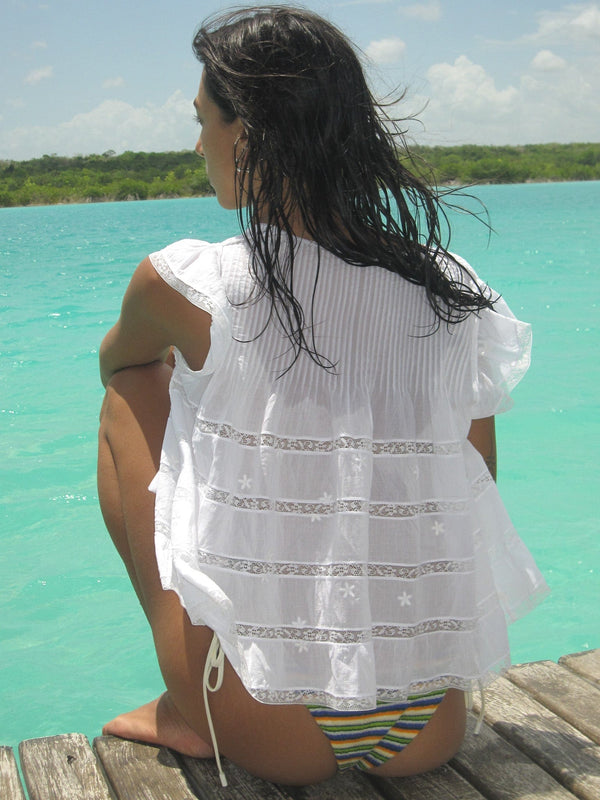 Maria Top in White Lace & Embroidery — view 11
