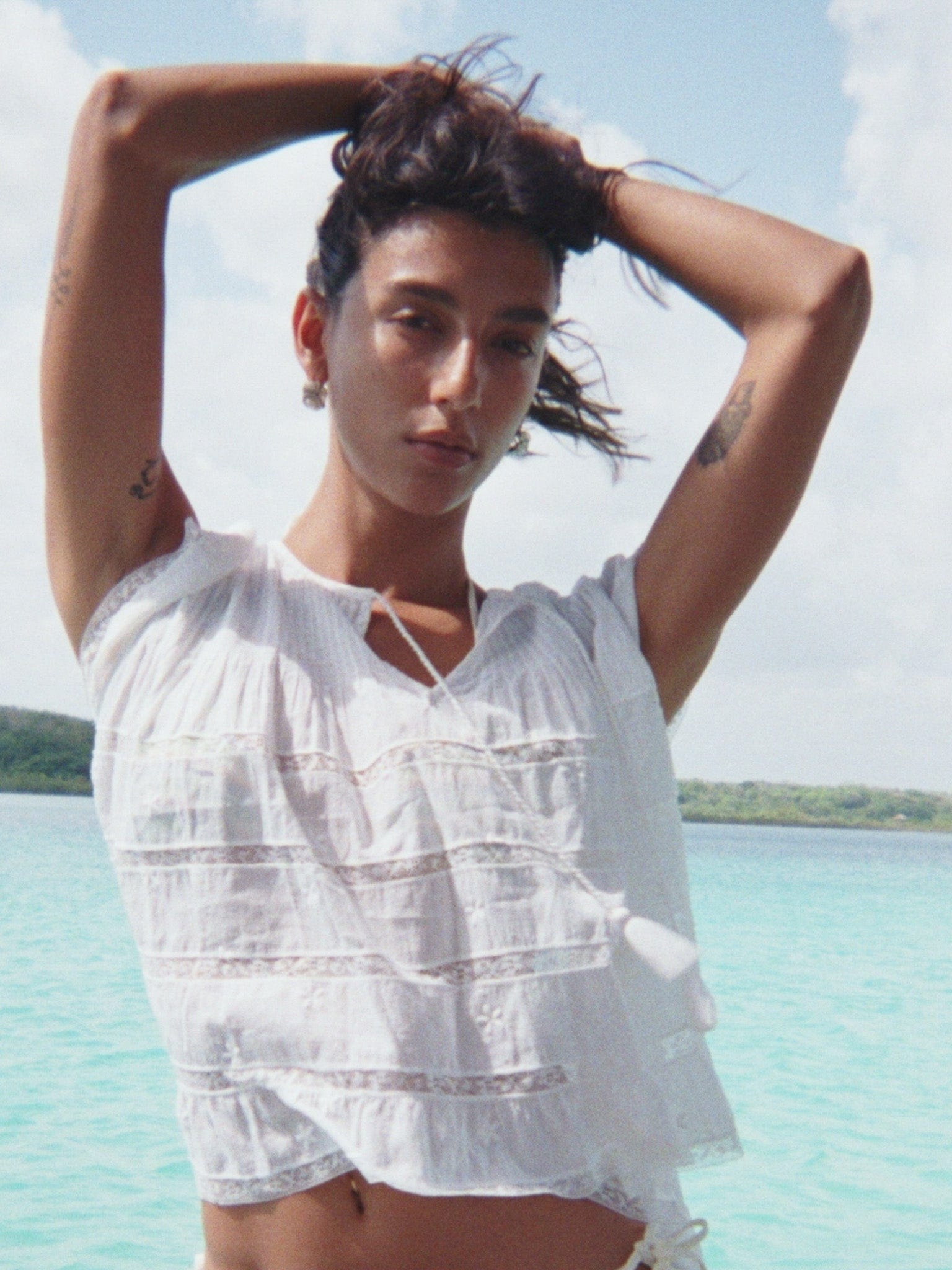 MILLE Clothing Maria Top in White Lace & Embroidery