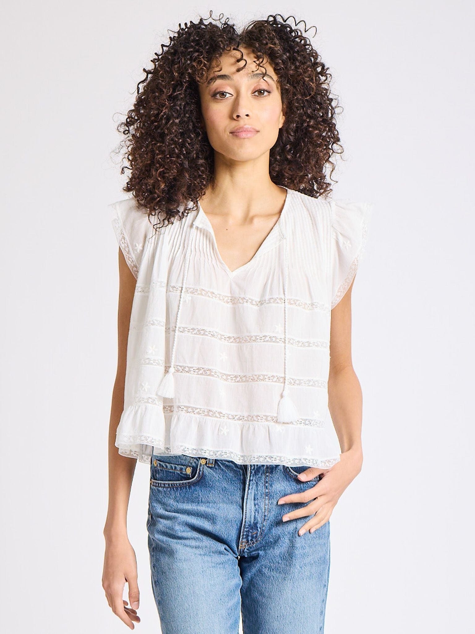 MILLE Clothing Maria Top in White Lace & Embroidery