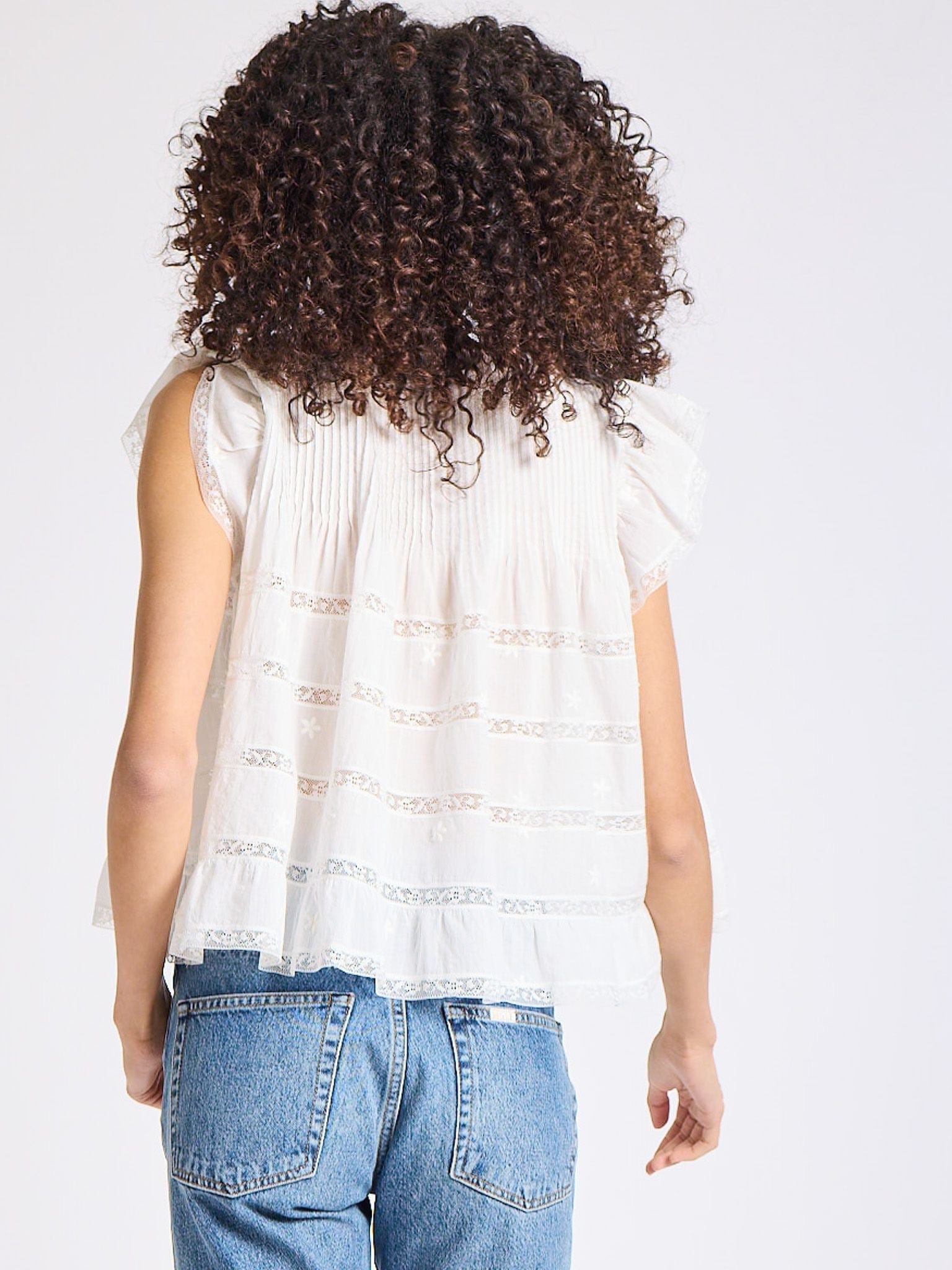 MILLE Clothing Maria Top in White Lace & Embroidery