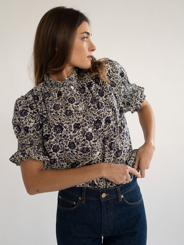 Marnie Top in Indigo Floral — view 1
