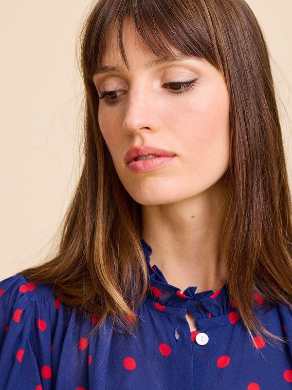 Marnie Top in Navy Dot — view 3
