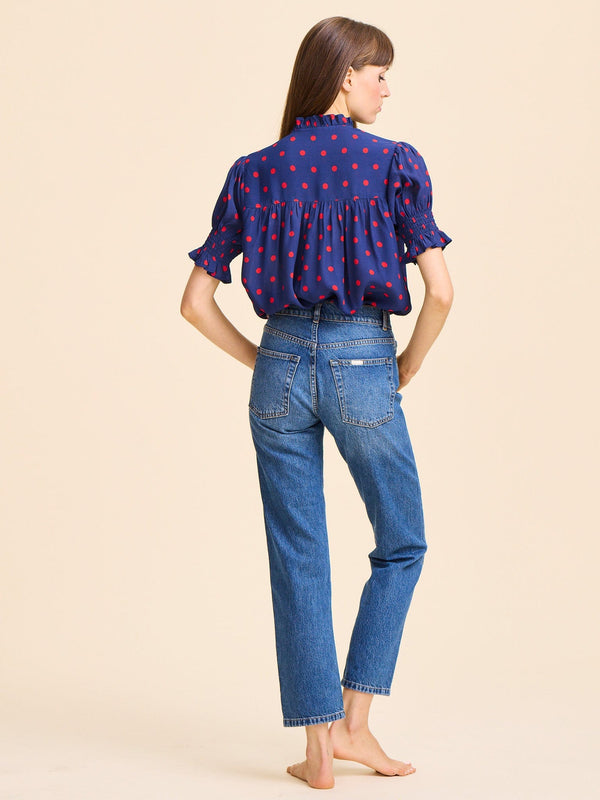 Marnie Top in Navy Dot — view 6
