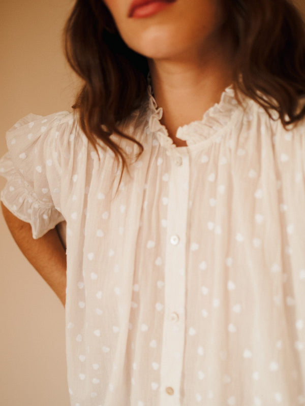Marnie Top in White Hearts — view 6