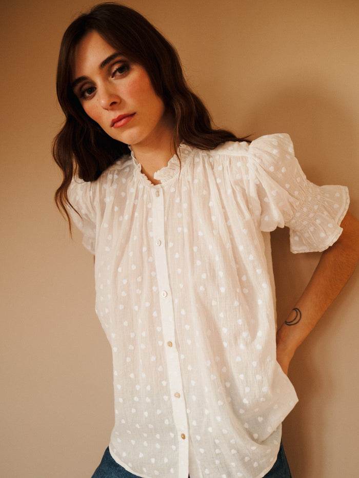 Marnie Top in White Hearts
