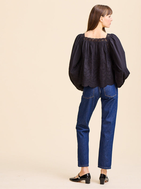 Maureen Top in Black Eyelet — view 5