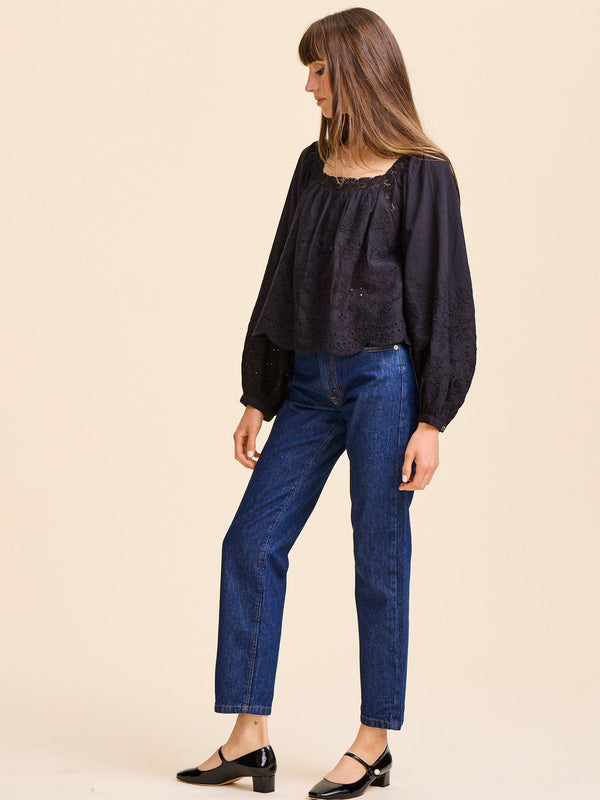 Maureen Top in Black Eyelet — view 3