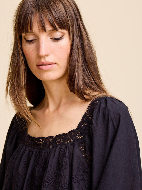 Maureen Top in Black Eyelet — view 7