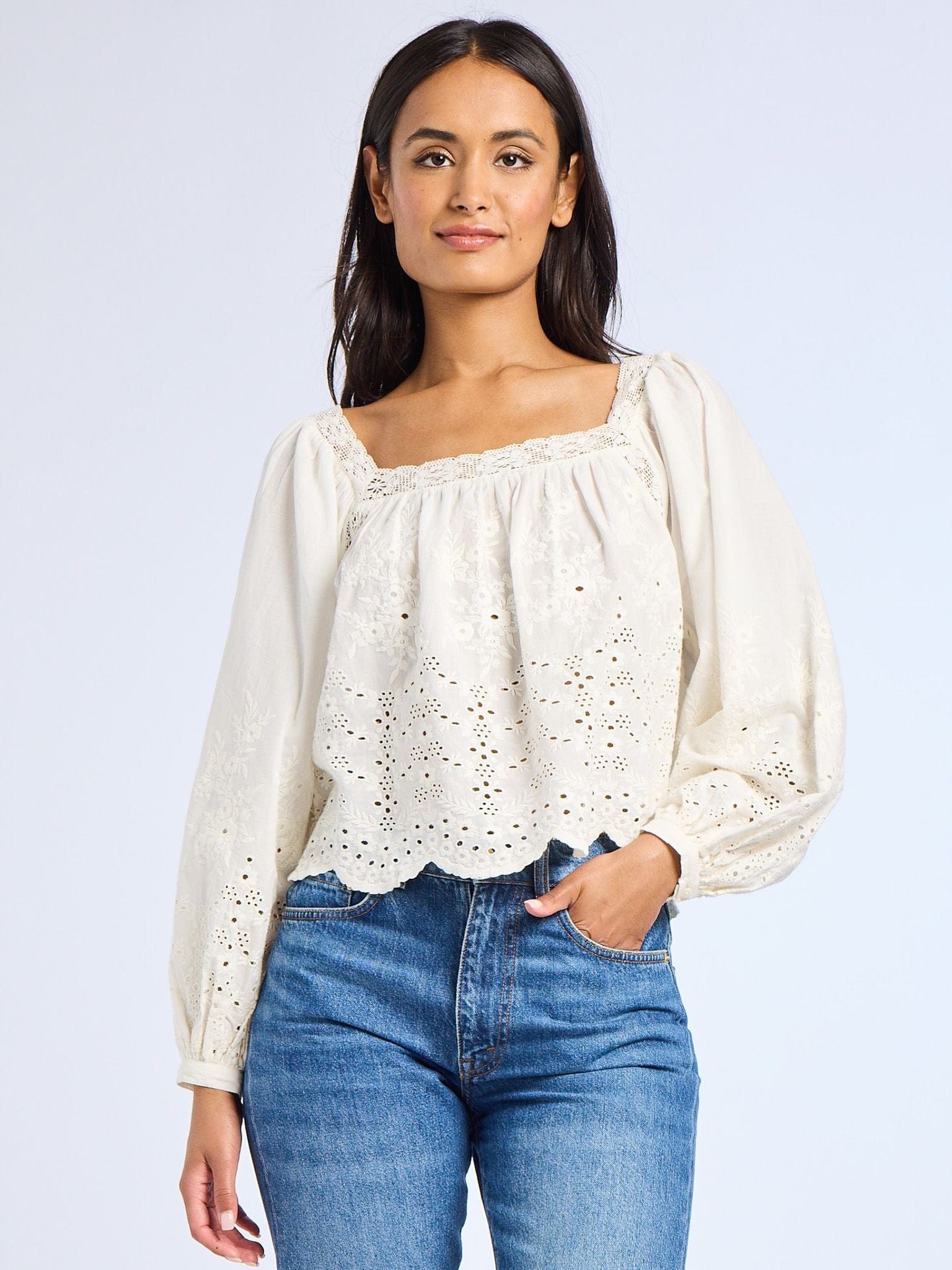 MILLE Clothing Maureen Top in White Eyelet