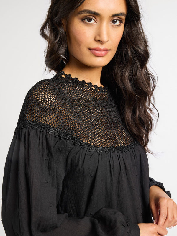 Mirella Crochet Dress in Black — view 6