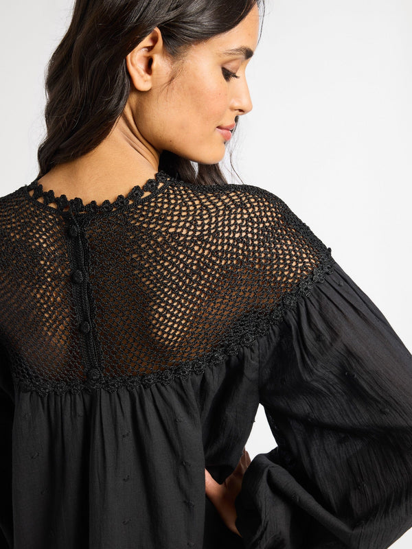 Mirella Crochet Dress in Black — view 7