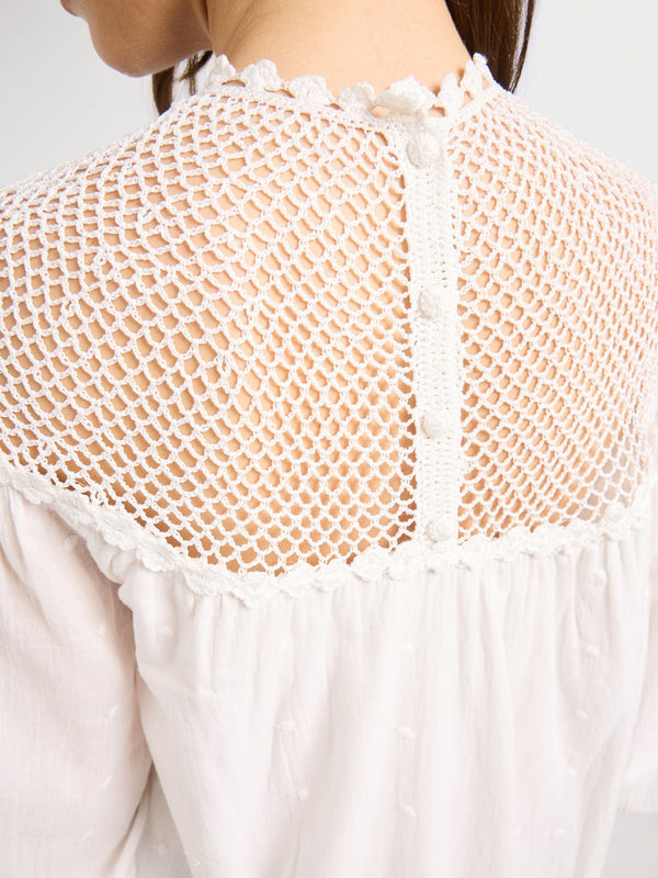 Mirella Crochet Dress in White — view 6