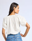 MILLE Clothing Naomi Top in Blue Flora
