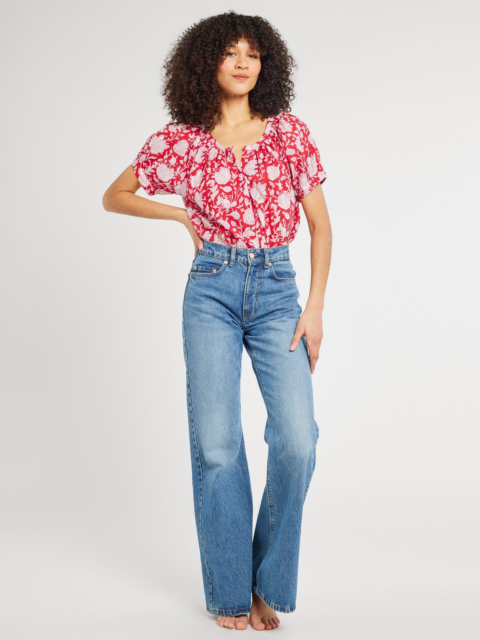 MILLE Clothing Naomi Top in Red Zinnia