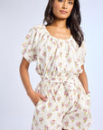 MILLE Clothing Naomi Top in Rose Block Print