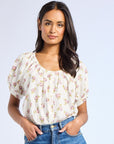 MILLE Clothing Naomi Top in Rose Block Print
