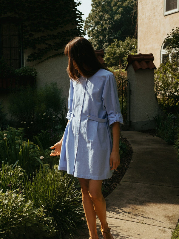 Noa Dress in Blue Oxford — view 19