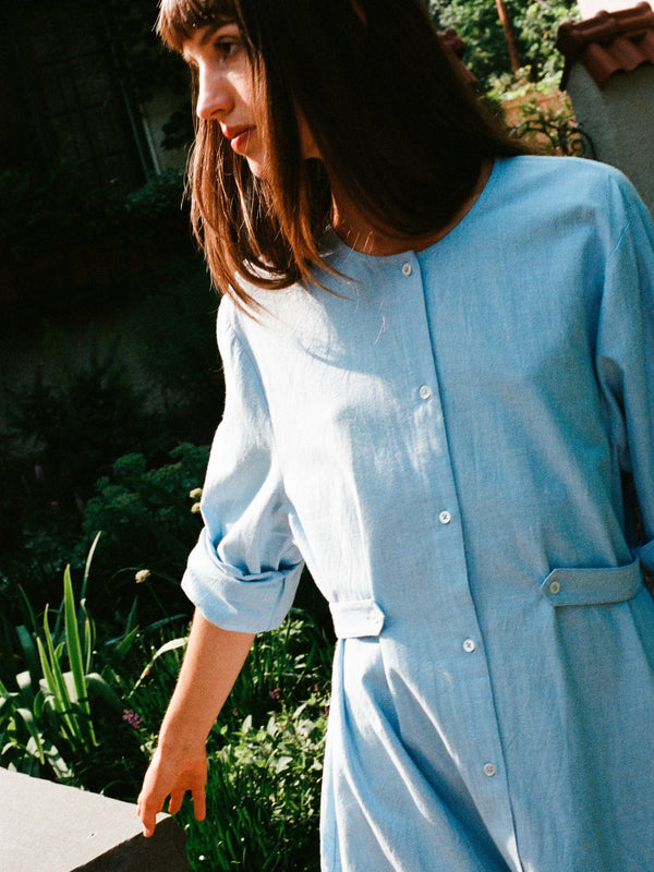 Noa Dress in Blue Oxford — view 14