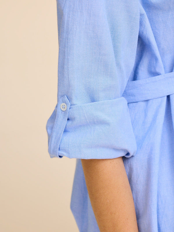 Noa Dress in Blue Oxford — view 10