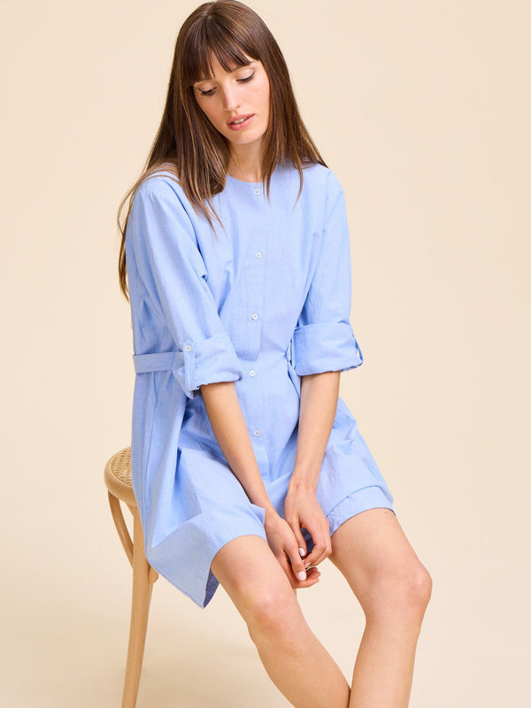 Noa Dress in Blue Oxford — view 4