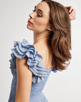 MILLE Clothing Olympia Dress in Chambray Polka Dot
