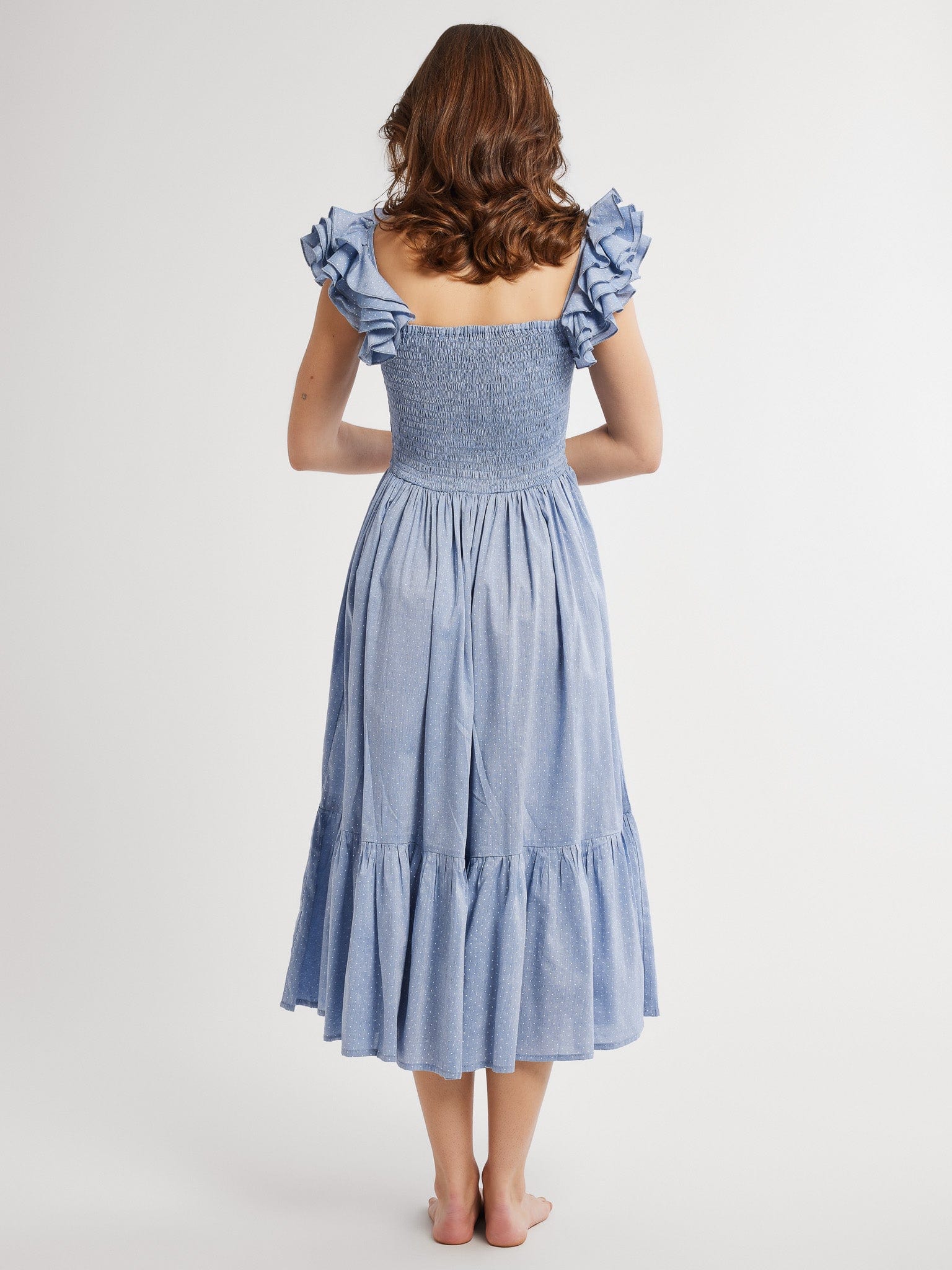 MILLE Clothing Olympia Dress in Chambray Polka Dot