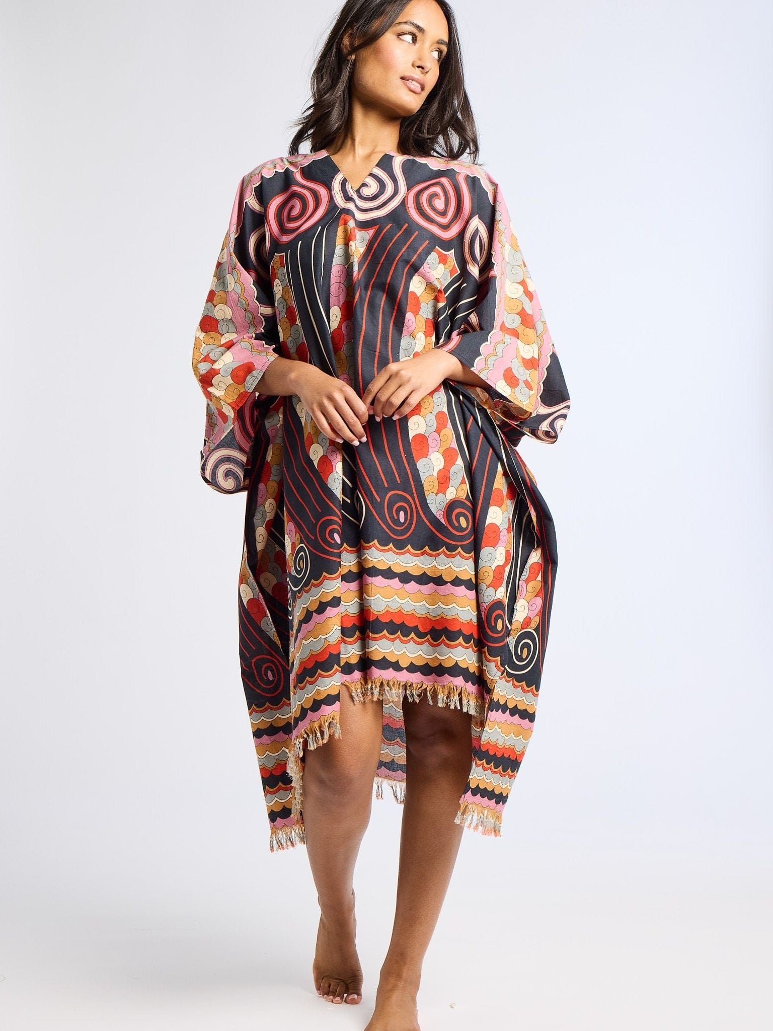 MILLE Clothing One Size Georgia Caftan in Maar Print