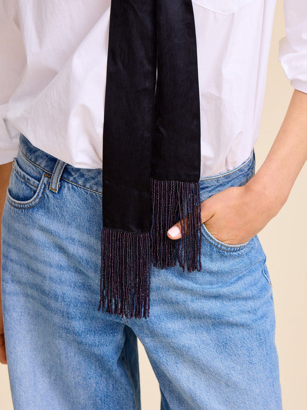 Suki Beaded Scarf in Black — view 8