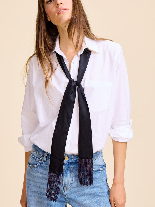 Suki Beaded Scarf in Black — view 7