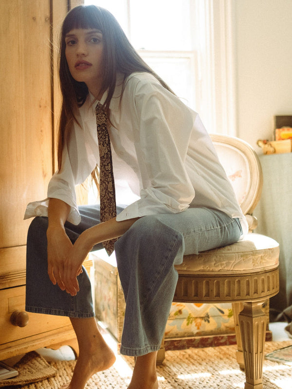 Zoe Necktie in Cocoa Floral — view 4