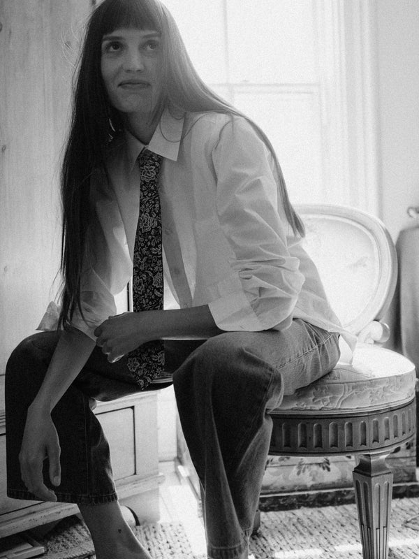 Zoe Necktie in Cocoa Floral — view 9