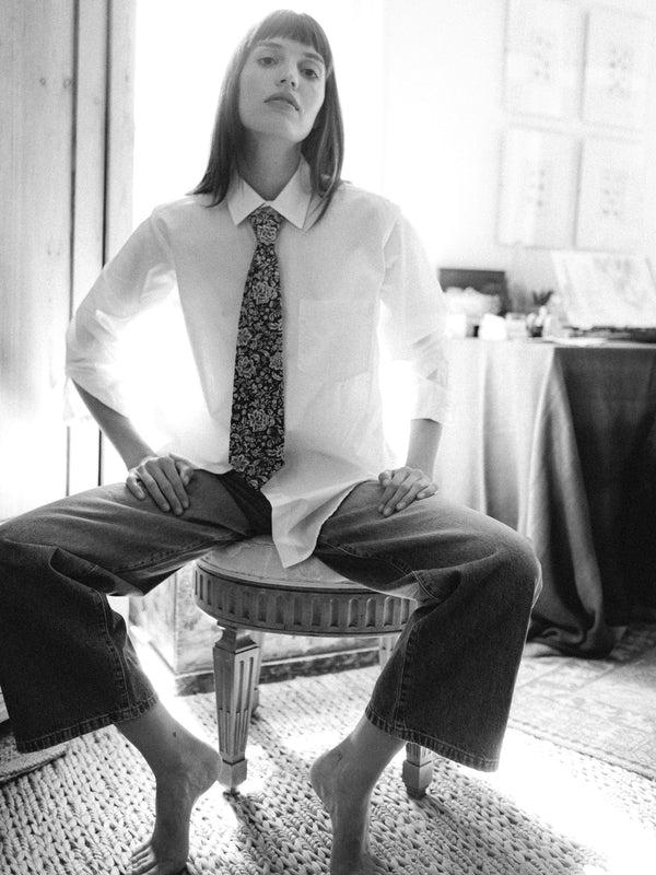 Zoe Necktie in Cocoa Floral — view 11