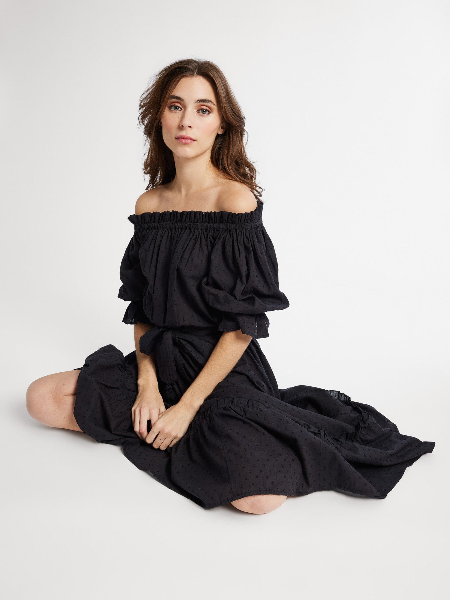 MILLE Clothing Paloma Dress in Black Swiss Dot