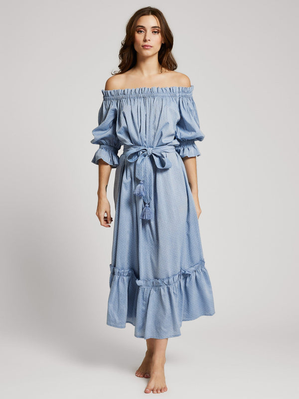 Paloma Dress in Chambray Polka Dot — view 8