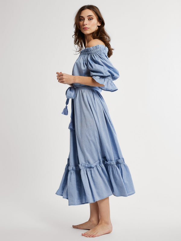 Paloma Dress in Chambray Polka Dot — view 6
