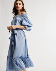 MILLE Clothing Paloma Dress in Chambray Polka Dot