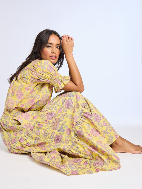 Paola Skirt in Citron Floral — view 11