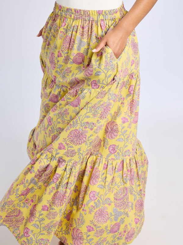 Paola Skirt in Citron Floral — view 10