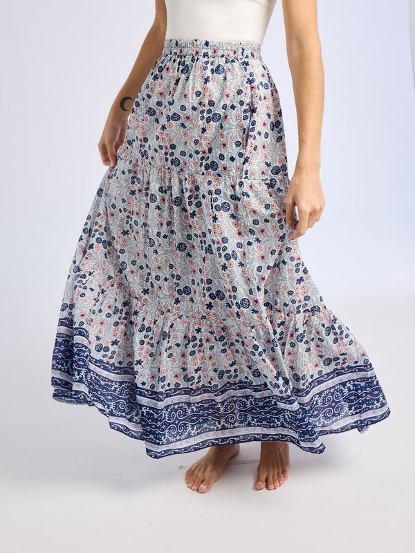 Paola Skirt in Navy Floral — view 2